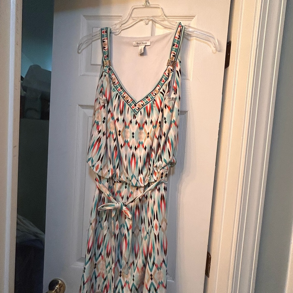 White House Black Market Green and Pink Mini Sundress size Medium